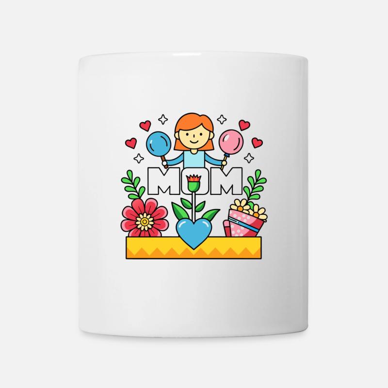 MOM Blühende Mutterliebe Cartoon - Tasse - Weiß