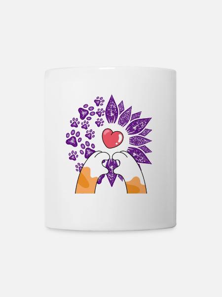 Heart in flowers and paws - Mug - white
