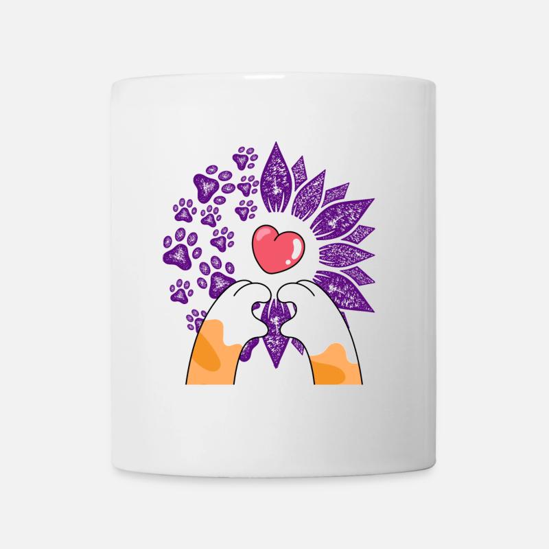 Herz in Blumen und Pfoten - Tasse - Weiß