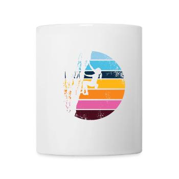 Mädchen klettert am Fels, outdoor silhouette retro - Tasse - Weiß - Vorne