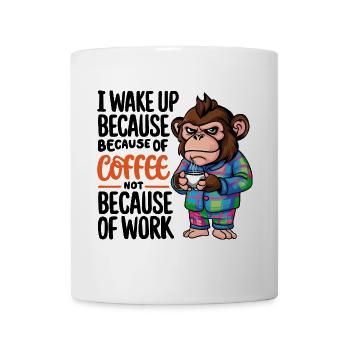 Morgenkaffee Morgenmuffel Schimpanse mit Kaffee - Tasse - Weiß - Vorne