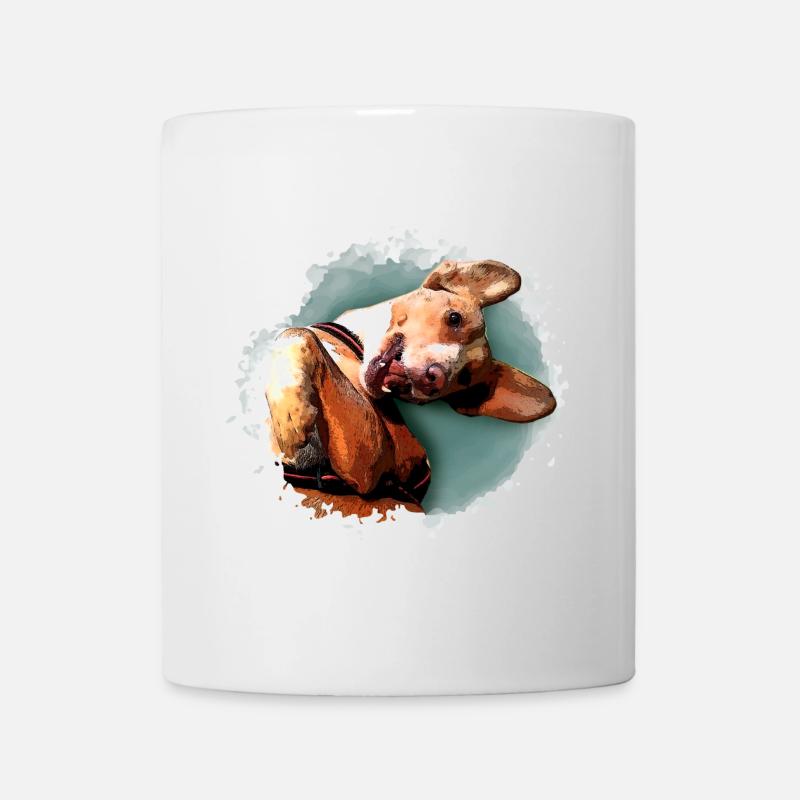 Drôle de chien chasse chien kaki - Conception à l’aquarelle - Mug blanc - blanc