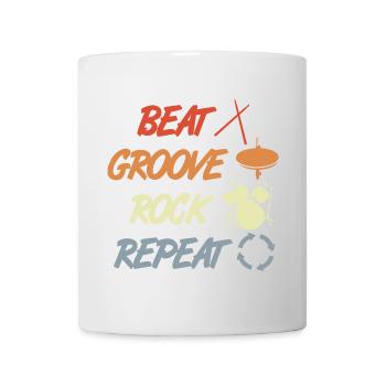 Schlagzeug Vintage Look - Tasse - Weiß - Vorne