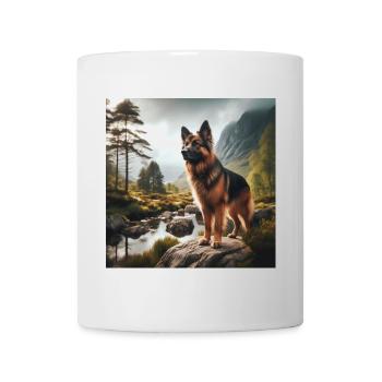 Deutscher Schäferhund Kunst - Tasse - Weiß - Vorne