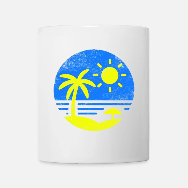 Vintage Plage Bleu Jaune - Mug blanc - blanc