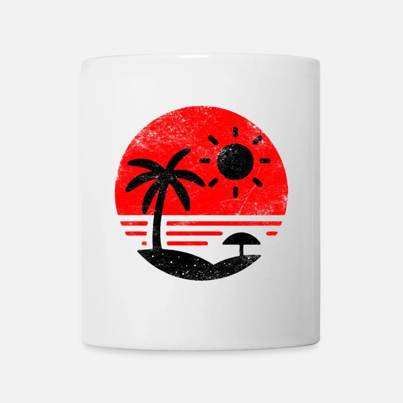 Plage Vintage Rouge Noir - Mug blanc - blanc