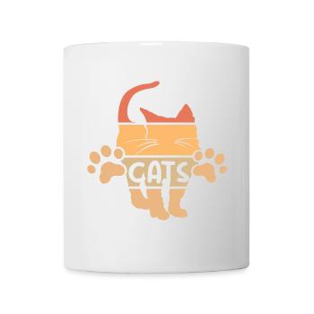 retro cat graphic cats vintage icon paws - Mug - white - Front
