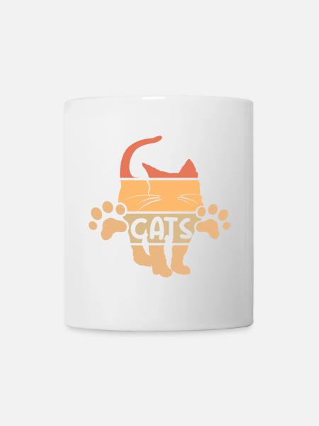 retro Katze Grafik Katzen vintage Symbol Pfoten - Tasse - Weiß