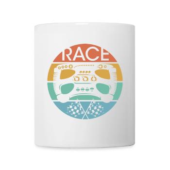 retro Auto racing Lenkrad Rennsport vintage race - Tasse - Weiß - Vorne