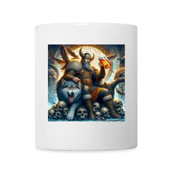 Wikinger mit Wolf - Tasse - Weiß - Vorne