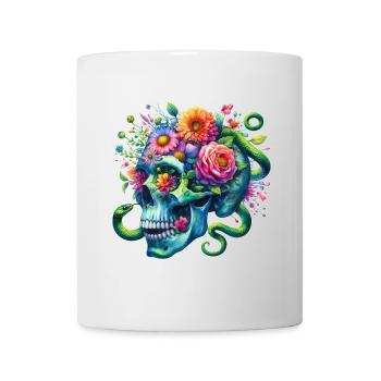 Aquarell blauer Totenkopf und Schlangen - Tasse - Weiß - Vorne