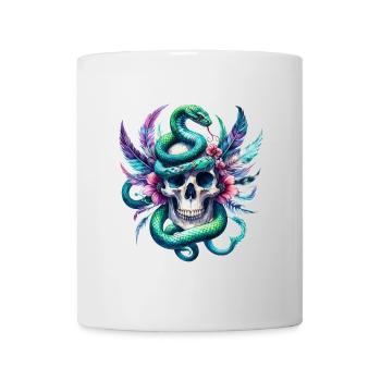 Aquarell Totenkopf und Schlange - Tasse - Weiß - Vorne