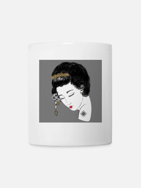 Goldene Blüten Kopfportrait - Tasse - Weiß