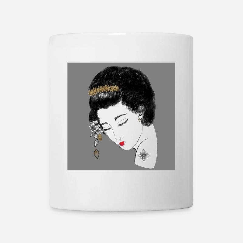 Goldene Blüten Kopfportrait - Tasse - Weiß