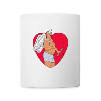 Coeur romantique avec un Cupidon inhabituel - Mug blanc - blanc - Devant