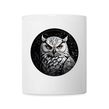 Schneeeulenportrait Schneeeule Eulengrafi - Tasse - Weiß - Vorne