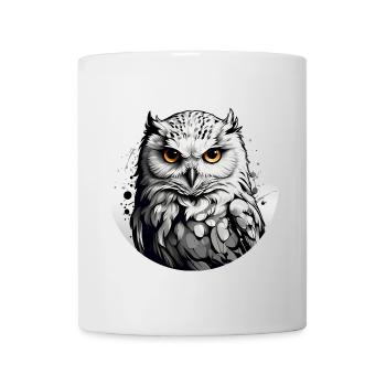 Schneeeulenportrait Schneeeule Eulengrafik - Tasse - Weiß - Vorne