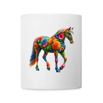 Pferd mit Blumen geschmückt - Tasse - Weiß - Vorne