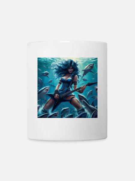 Metalhead unter Haien - Tasse - Weiß