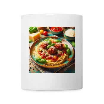 Spaghetti mit Fleisch - Tasse - Weiß - Vorne