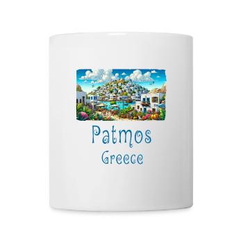 Patmos, Grèce, île de vacances, plage - Mug blanc - blanc - Devant