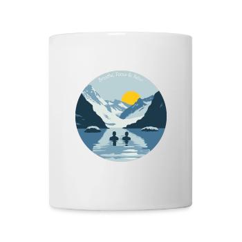 Two people taking an ice bath in the cold mountains - Mug - white - Front