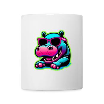 Nilpferd mit Sonnenbrille - Tasse - Weiß - Vorne