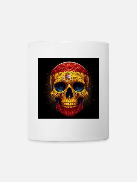 Skull painted with the flag of Spain - Mug - white