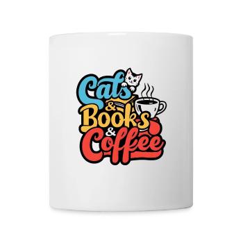 Amour Chat Chaton Café Livres Koffie Boeken - Mug blanc - blanc - Devant