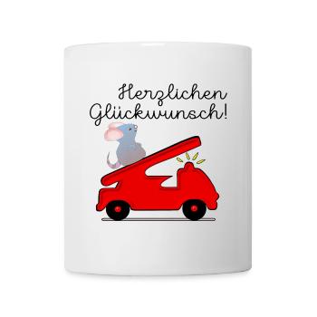 KINDERGEBURTSTAG FEUERWEHRAUTO - Tasse - Weiß - Vorne