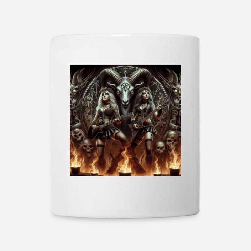 Satan s’abandonne au heavy metal - Mug blanc - blanc