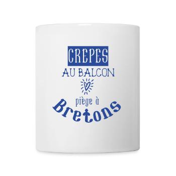 Crêpes au balcon piège à bretons - Bretagne BZH - Mug blanc - blanc - Devant