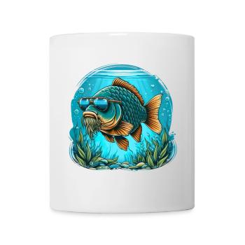 Carp with sunglasses - Mug - white - Front