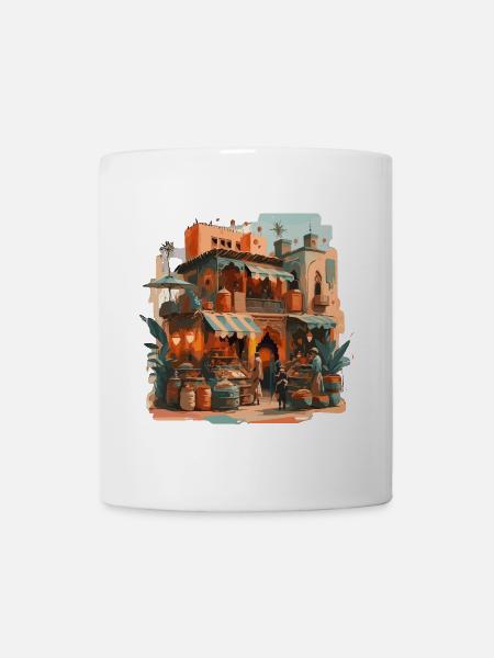 Atmosphärisches marokkanisches Markthaus - Tasse - Weiß
