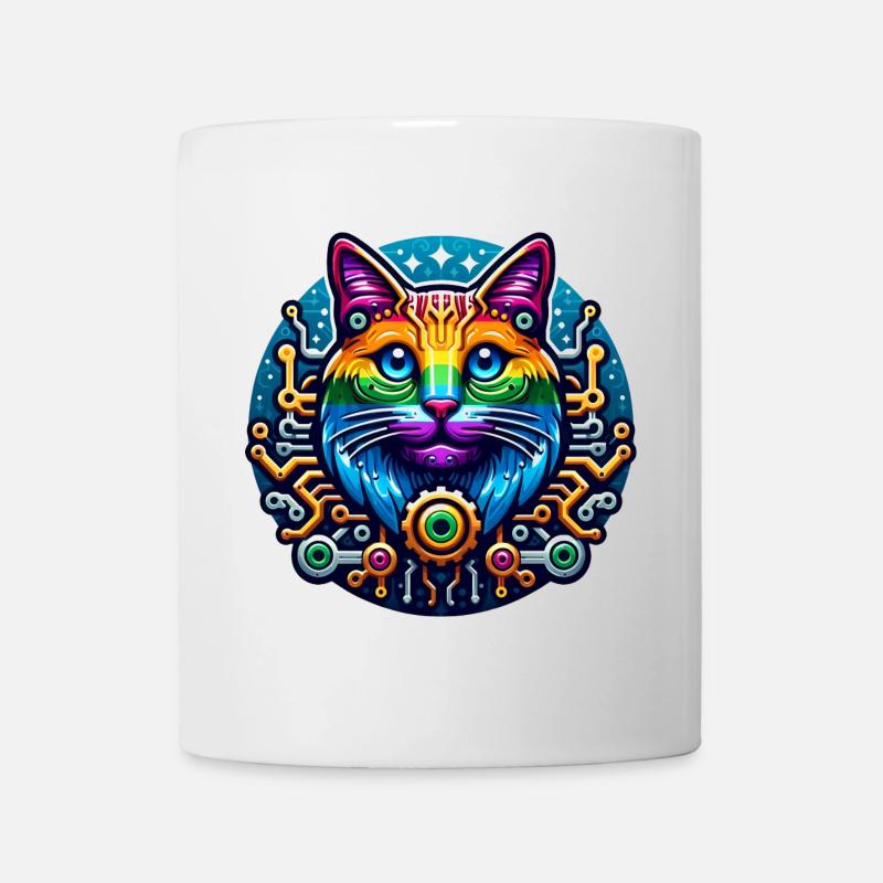 Chat arc-en-ciel mécanique - Mug blanc - blanc
