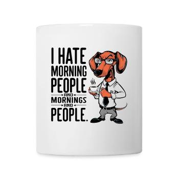 Premier teckel au café avec tasse à café - Mug blanc - blanc - Devant