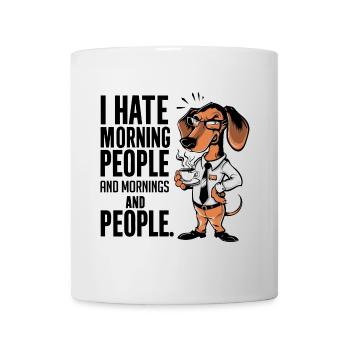 Premier teckel au café avec tasse à café - Mug blanc - blanc - Devant