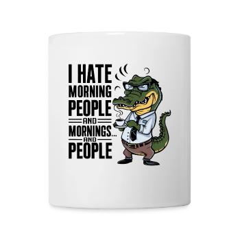 Erst Kaffee grantiges Krokodil mit Kaffeetasse - Tasse - Weiß - Vorne