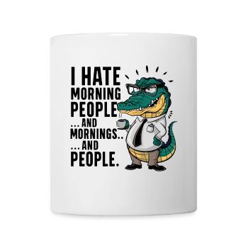 Erst Kaffee grantiges Krokodil mit Kaffeetasse - Tasse - Weiß - Vorne