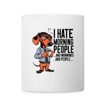 Premier teckel au café avec tasse à café - Mug blanc - blanc - Devant