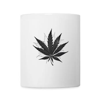 Monochrome Hemp Leaf Silhouette - Mug - white - Front
