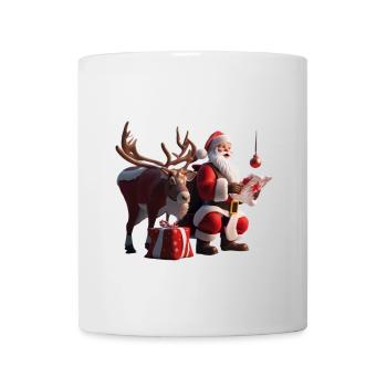 Santa and Reindeer Holiday Gift Scene - Mug - white - Front
