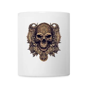 Ornate Skull Circle with Roses - Mug - white - Front