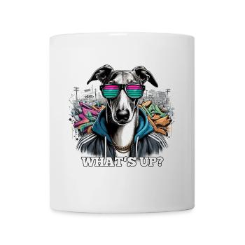 Windhund Was geht ab? Hund Graffiti Geschenk - Tasse - Weiß - Vorne