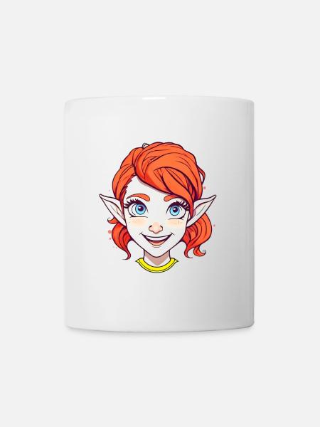 Redhead cheerful elf with blue eyes - Mug - white
