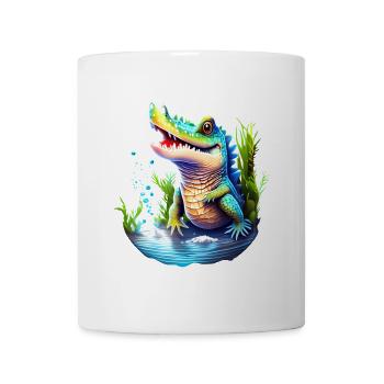 Kunterbuntes Unterwasser Krokodil - Tasse - Weiß - Vorne