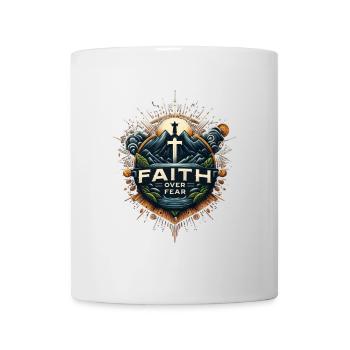 Faith over Fear – Mountain Landscape Cross - Mug - white - Front