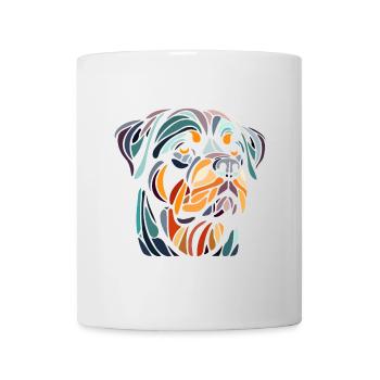 Rottweiler Hundekopf Geometrie Polygon Kunst - Tasse - Weiß - Vorne