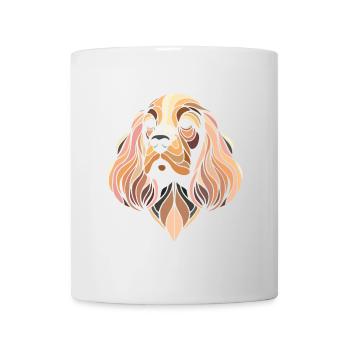Cocker Spaniel dog head geometric art polygon art - Mug - white - Front