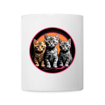 Three cute kittens in a round frame - Mug - white - Front